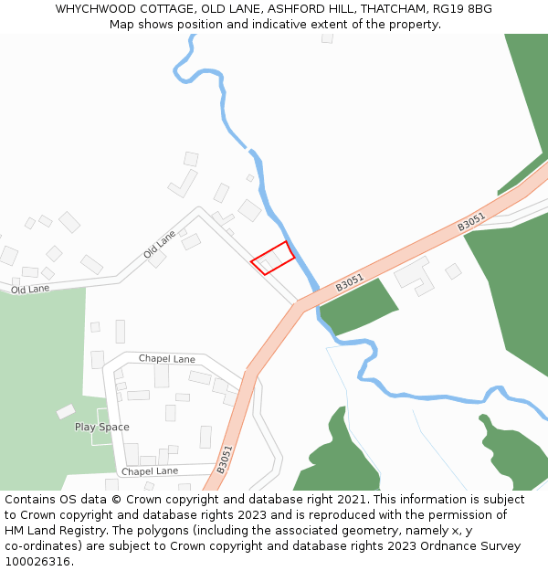 WHYCHWOOD COTTAGE, OLD LANE, ASHFORD HILL, THATCHAM, RG19 8BG: Location map and indicative extent of plot