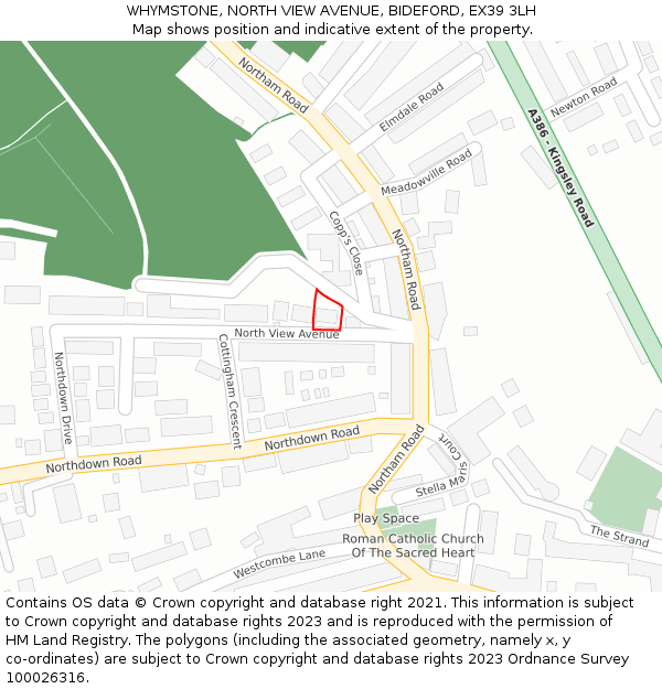 WHYMSTONE, NORTH VIEW AVENUE, BIDEFORD, EX39 3LH: Location map and indicative extent of plot