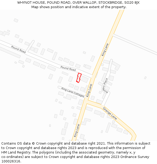 WHYNOT HOUSE, POUND ROAD, OVER WALLOP, STOCKBRIDGE, SO20 8JX: Location map and indicative extent of plot