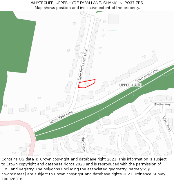 WHYTECLIFF, UPPER HYDE FARM LANE, SHANKLIN, PO37 7PS: Location map and indicative extent of plot