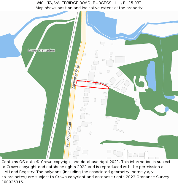 WICHITA, VALEBRIDGE ROAD, BURGESS HILL, RH15 0RT: Location map and indicative extent of plot