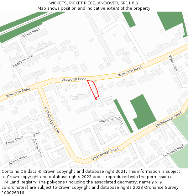 WICKETS, PICKET PIECE, ANDOVER, SP11 6LY: Location map and indicative extent of plot