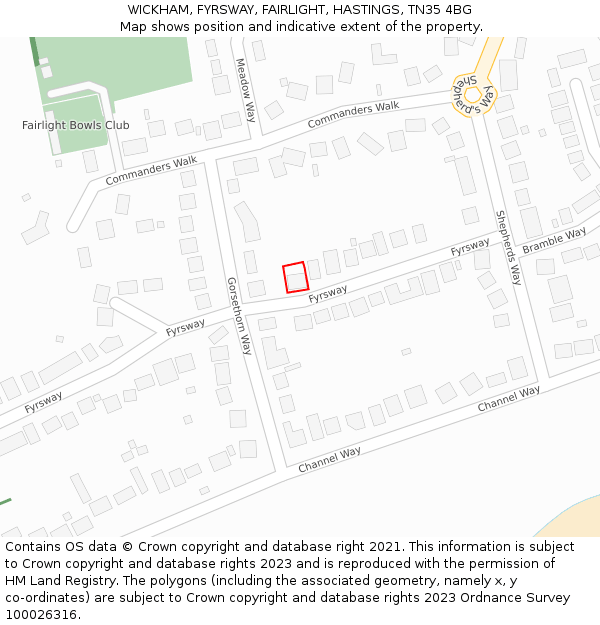 WICKHAM, FYRSWAY, FAIRLIGHT, HASTINGS, TN35 4BG: Location map and indicative extent of plot