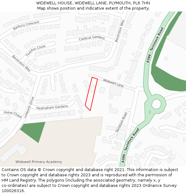 WIDEWELL HOUSE, WIDEWELL LANE, PLYMOUTH, PL6 7HN: Location map and indicative extent of plot