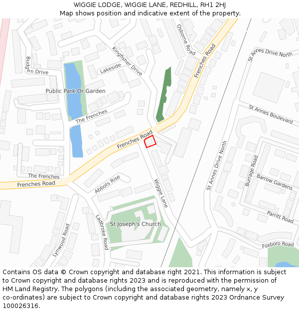 WIGGIE LODGE, WIGGIE LANE, REDHILL, RH1 2HJ: Location map and indicative extent of plot