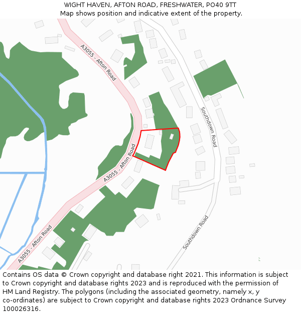 WIGHT HAVEN, AFTON ROAD, FRESHWATER, PO40 9TT: Location map and indicative extent of plot