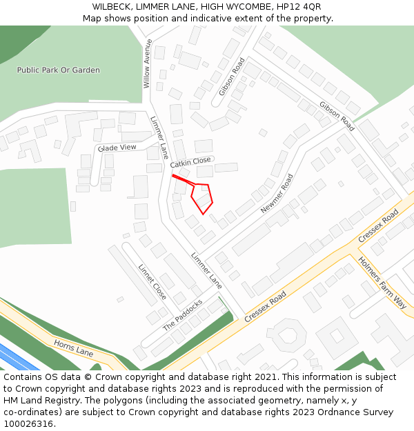 WILBECK, LIMMER LANE, HIGH WYCOMBE, HP12 4QR: Location map and indicative extent of plot