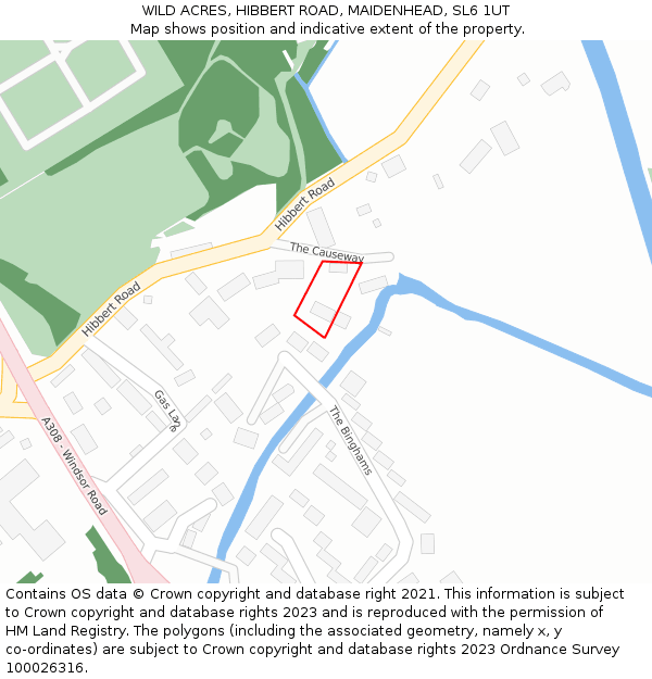 WILD ACRES, HIBBERT ROAD, MAIDENHEAD, SL6 1UT: Location map and indicative extent of plot