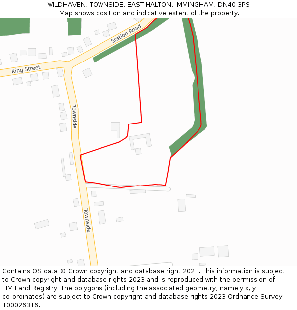 WILDHAVEN, TOWNSIDE, EAST HALTON, IMMINGHAM, DN40 3PS: Location map and indicative extent of plot