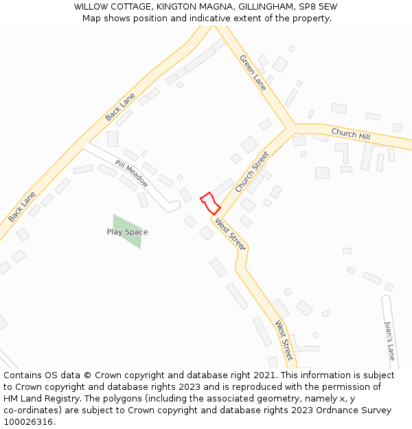 WILLOW COTTAGE, KINGTON MAGNA, GILLINGHAM, SP8 5EW: Location map and indicative extent of plot