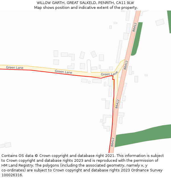 WILLOW GARTH, GREAT SALKELD, PENRITH, CA11 9LW: Location map and indicative extent of plot