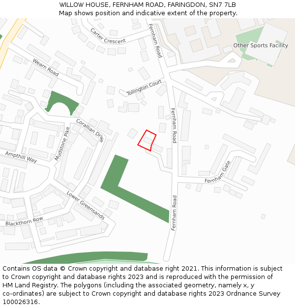 WILLOW HOUSE, FERNHAM ROAD, FARINGDON, SN7 7LB: Location map and indicative extent of plot