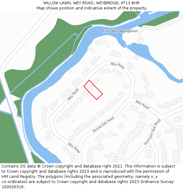 WILLOW LAWN, WEY ROAD, WEYBRIDGE, KT13 8HR: Location map and indicative extent of plot