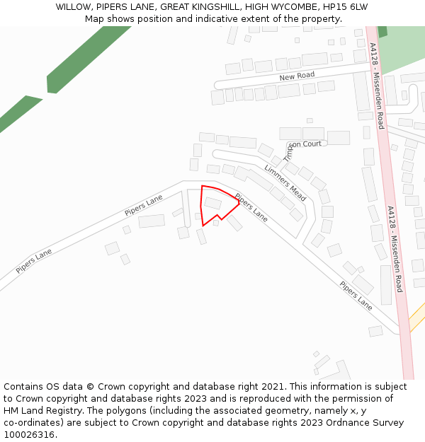 WILLOW, PIPERS LANE, GREAT KINGSHILL, HIGH WYCOMBE, HP15 6LW: Location map and indicative extent of plot