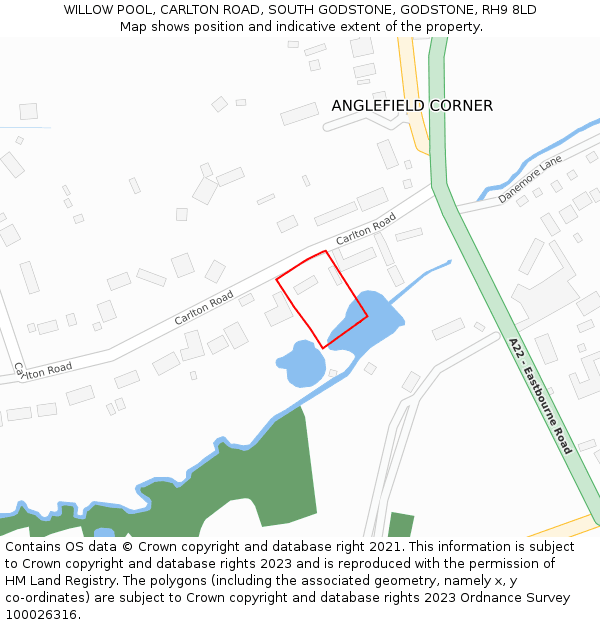 WILLOW POOL, CARLTON ROAD, SOUTH GODSTONE, GODSTONE, RH9 8LD: Location map and indicative extent of plot