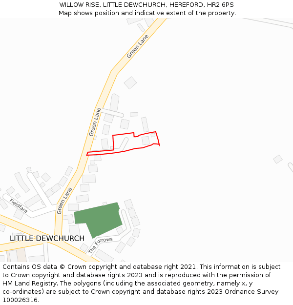 WILLOW RISE, LITTLE DEWCHURCH, HEREFORD, HR2 6PS: Location map and indicative extent of plot