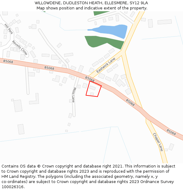 WILLOWDENE, DUDLESTON HEATH, ELLESMERE, SY12 9LA: Location map and indicative extent of plot