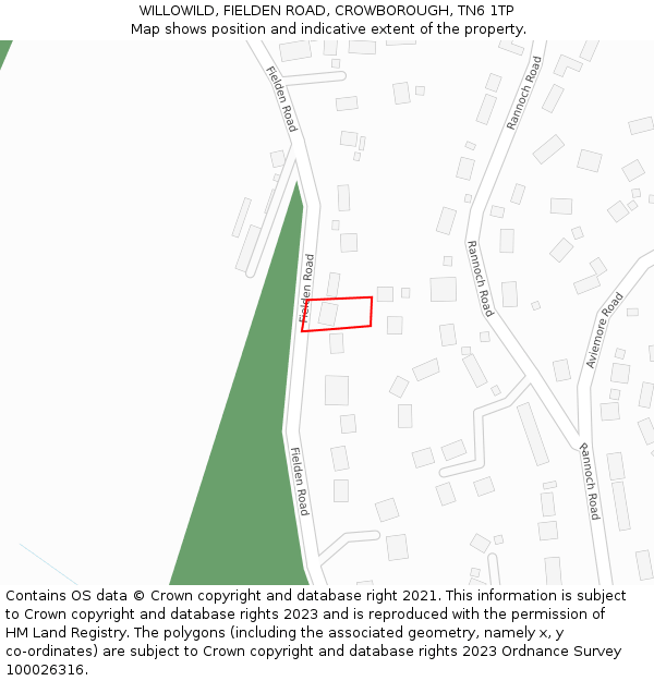WILLOWILD, FIELDEN ROAD, CROWBOROUGH, TN6 1TP: Location map and indicative extent of plot
