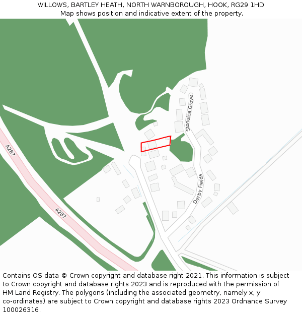 WILLOWS, BARTLEY HEATH, NORTH WARNBOROUGH, HOOK, RG29 1HD: Location map and indicative extent of plot