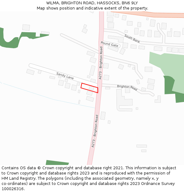 WILMA, BRIGHTON ROAD, HASSOCKS, BN6 9LY: Location map and indicative extent of plot