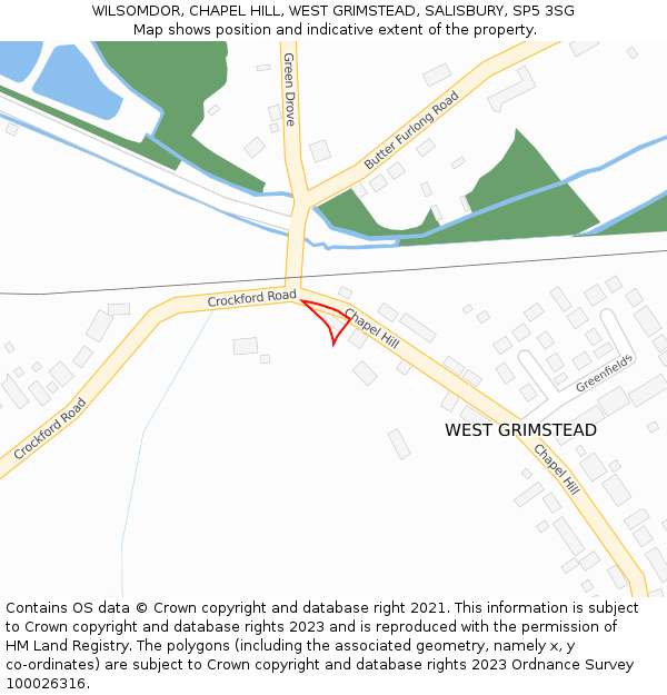 WILSOMDOR, CHAPEL HILL, WEST GRIMSTEAD, SALISBURY, SP5 3SG: Location map and indicative extent of plot