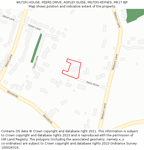 WILTON HOUSE, PEERS DRIVE, ASPLEY GUISE, MILTON KEYNES, MK17 8JP: Location map and indicative extent of plot