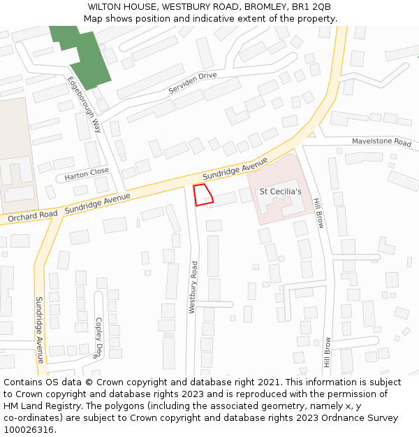 WILTON HOUSE, WESTBURY ROAD, BROMLEY, BR1 2QB: Location map and indicative extent of plot