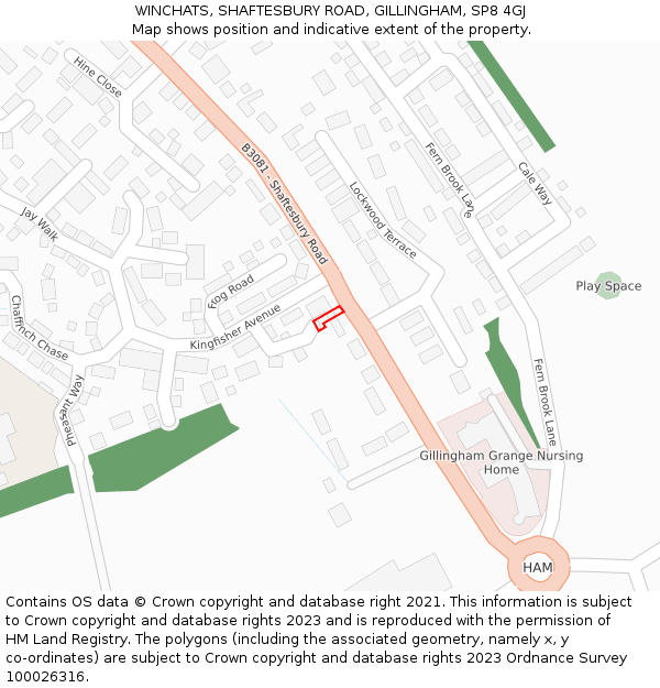 WINCHATS, SHAFTESBURY ROAD, GILLINGHAM, SP8 4GJ: Location map and indicative extent of plot