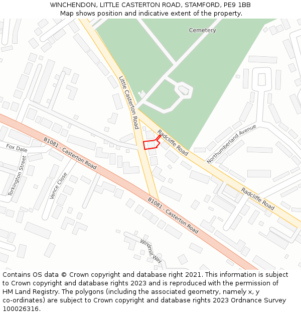 WINCHENDON, LITTLE CASTERTON ROAD, STAMFORD, PE9 1BB: Location map and indicative extent of plot