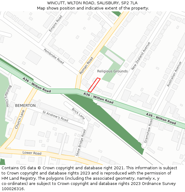 WINCUTT, WILTON ROAD, SALISBURY, SP2 7LA: Location map and indicative extent of plot