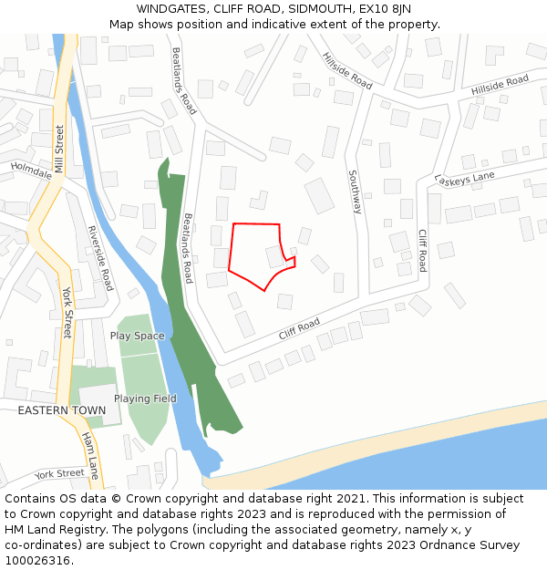 WINDGATES, CLIFF ROAD, SIDMOUTH, EX10 8JN: Location map and indicative extent of plot