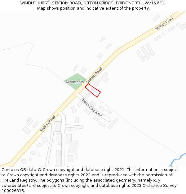 WINDLEHURST, STATION ROAD, DITTON PRIORS, BRIDGNORTH, WV16 6SU: Location map and indicative extent of plot