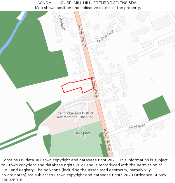 WINDMILL HOUSE, MILL HILL, EDENBRIDGE, TN8 5DA: Location map and indicative extent of plot