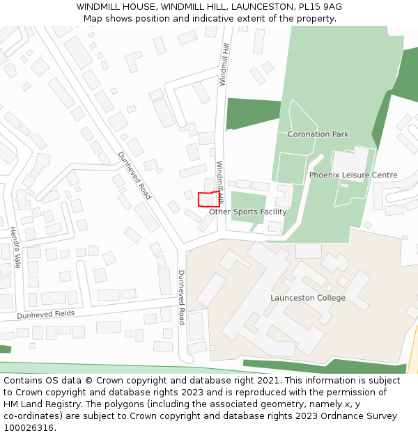 WINDMILL HOUSE, WINDMILL HILL, LAUNCESTON, PL15 9AG: Location map and indicative extent of plot