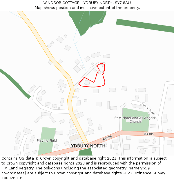 WINDSOR COTTAGE, LYDBURY NORTH, SY7 8AU: Location map and indicative extent of plot