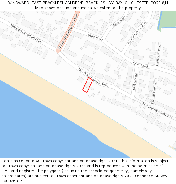 WINDWARD, EAST BRACKLESHAM DRIVE, BRACKLESHAM BAY, CHICHESTER, PO20 8JH: Location map and indicative extent of plot