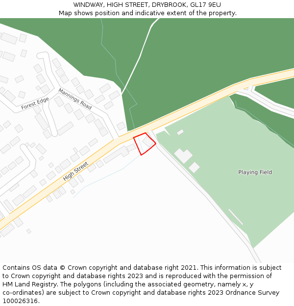 WINDWAY, HIGH STREET, DRYBROOK, GL17 9EU: Location map and indicative extent of plot