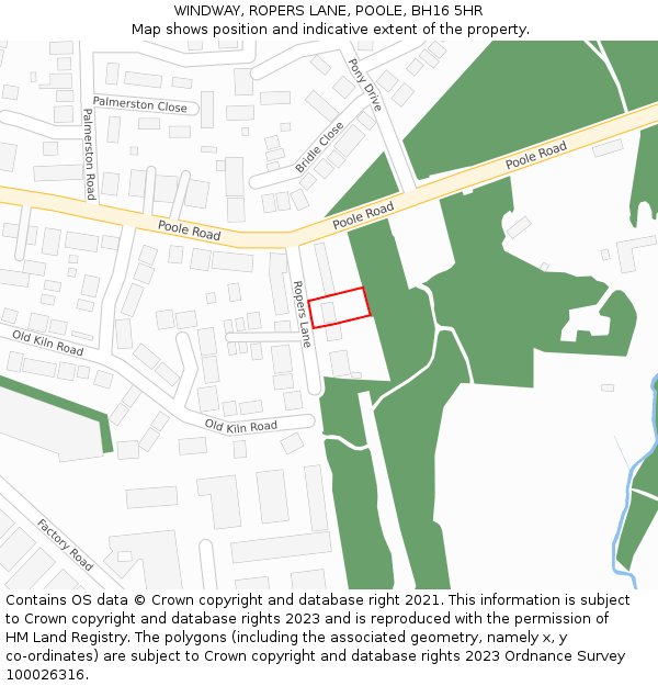 WINDWAY, ROPERS LANE, POOLE, BH16 5HR: Location map and indicative extent of plot