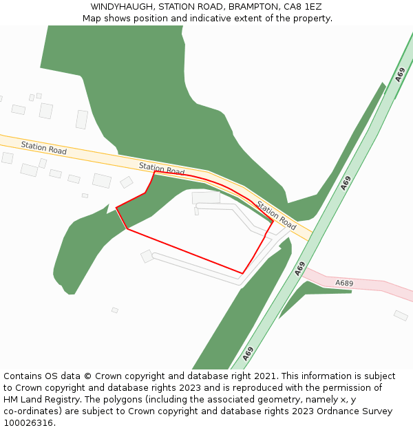 WINDYHAUGH, STATION ROAD, BRAMPTON, CA8 1EZ: Location map and indicative extent of plot