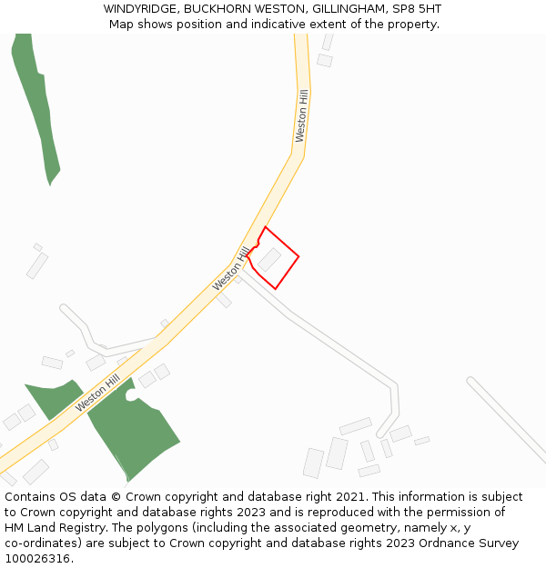 WINDYRIDGE, BUCKHORN WESTON, GILLINGHAM, SP8 5HT: Location map and indicative extent of plot