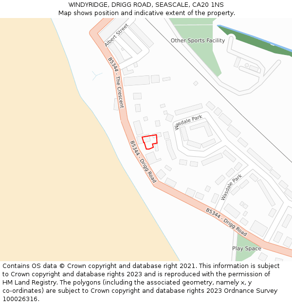 WINDYRIDGE, DRIGG ROAD, SEASCALE, CA20 1NS: Location map and indicative extent of plot