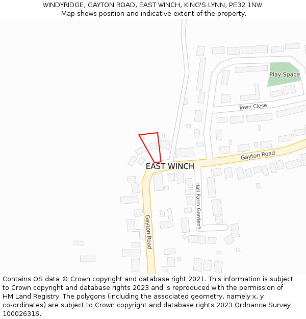 WINDYRIDGE, GAYTON ROAD, EAST WINCH, KING'S LYNN, PE32 1NW: Location map and indicative extent of plot