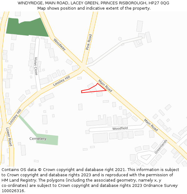 WINDYRIDGE, MAIN ROAD, LACEY GREEN, PRINCES RISBOROUGH, HP27 0QG: Location map and indicative extent of plot