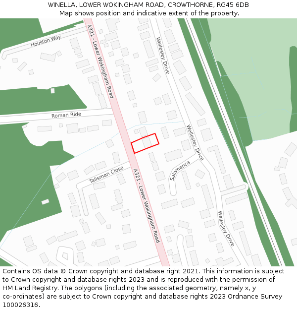 WINELLA, LOWER WOKINGHAM ROAD, CROWTHORNE, RG45 6DB: Location map and indicative extent of plot