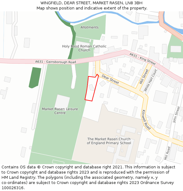 WINGFIELD, DEAR STREET, MARKET RASEN, LN8 3BH: Location map and indicative extent of plot