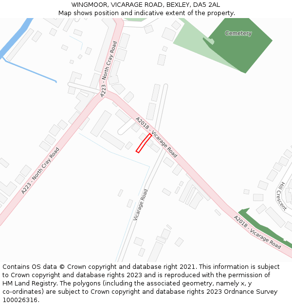 WINGMOOR, VICARAGE ROAD, BEXLEY, DA5 2AL: Location map and indicative extent of plot