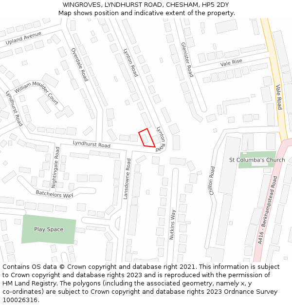 WINGROVES, LYNDHURST ROAD, CHESHAM, HP5 2DY: Location map and indicative extent of plot