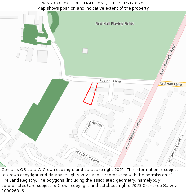 WINN COTTAGE, RED HALL LANE, LEEDS, LS17 8NA: Location map and indicative extent of plot