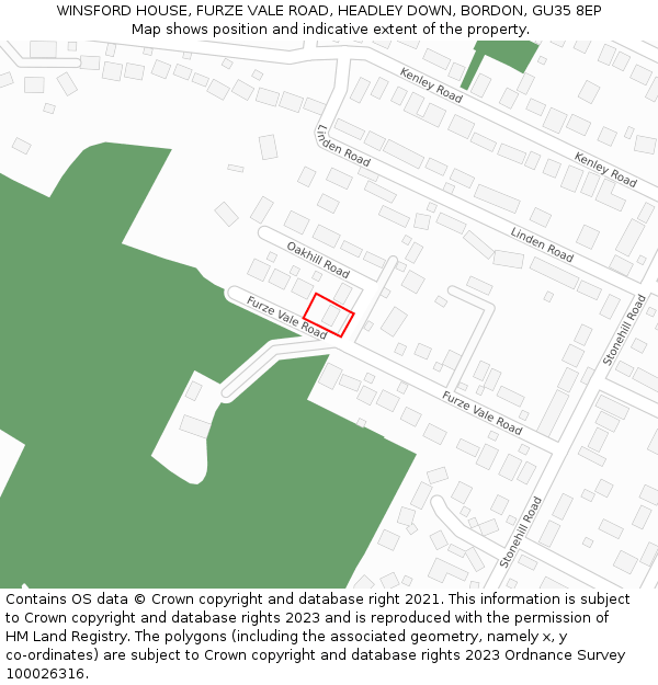 WINSFORD HOUSE, FURZE VALE ROAD, HEADLEY DOWN, BORDON, GU35 8EP: Location map and indicative extent of plot