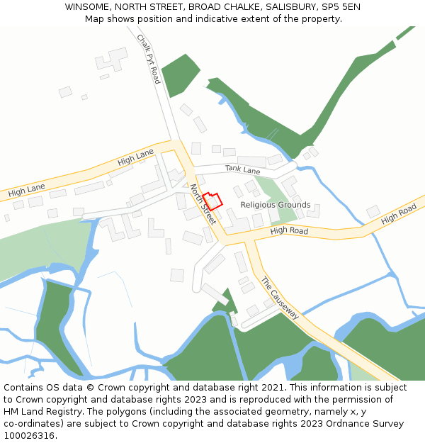 WINSOME, NORTH STREET, BROAD CHALKE, SALISBURY, SP5 5EN: Location map and indicative extent of plot